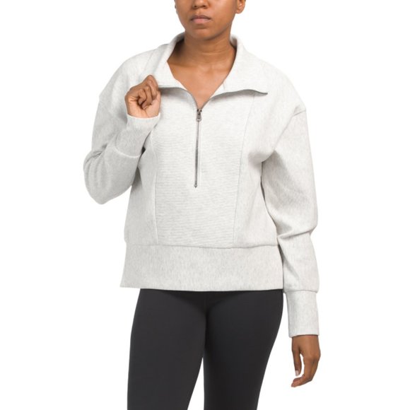 Te Verde Tops - TE VERDE Light Heather Grey Quarter Zip Sweatshirt